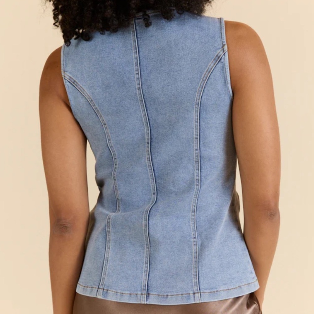 PINK LILY | Western Ties Bow Denim Vest - Picture 7 of 9